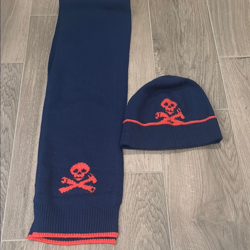 CrewCuts Boys Blue and Orange Scarf and Hat L/XL